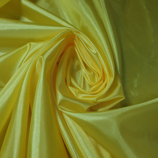 Yellow Habotai Polyester Silk Lining Fabric 150cm Wide Soft Lightweight Dress Lining Material by the Metre