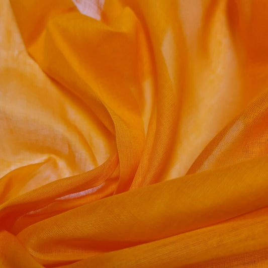 100% Cotton Muslin Fabric - Sheer Gauze, Plain Weave, 44” Wide | Perfect for Dress Lining, Crafts & More (Bright Orange)