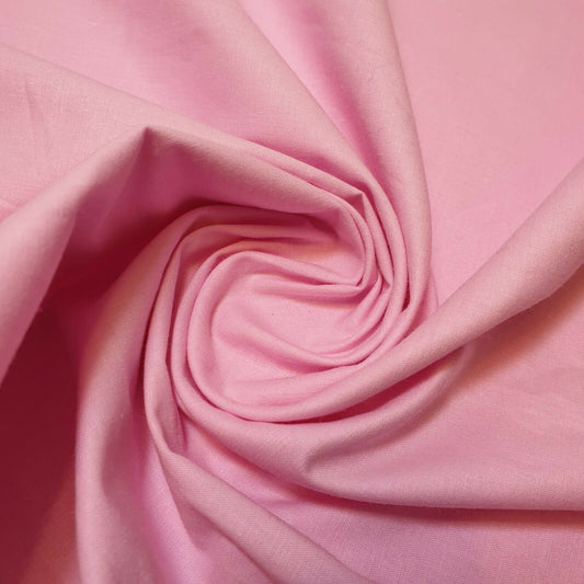 Plain 100% Cotton Egyptian Cambric Poplin Craft Soft Dress Material Fabric 44" (Baby Pink)