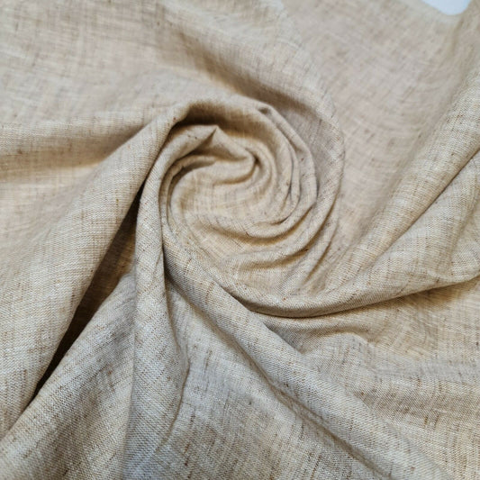Camel Shot 100% Natural Cotton Linen Fabric Soft Mélange Dress Craft Quilting Material 44" By The Meter