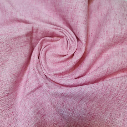 Candy Pink Shot 100% Natural Cotton Linen Fabric Soft Mélange Dress Craft Quilting Material 44" By The Meter