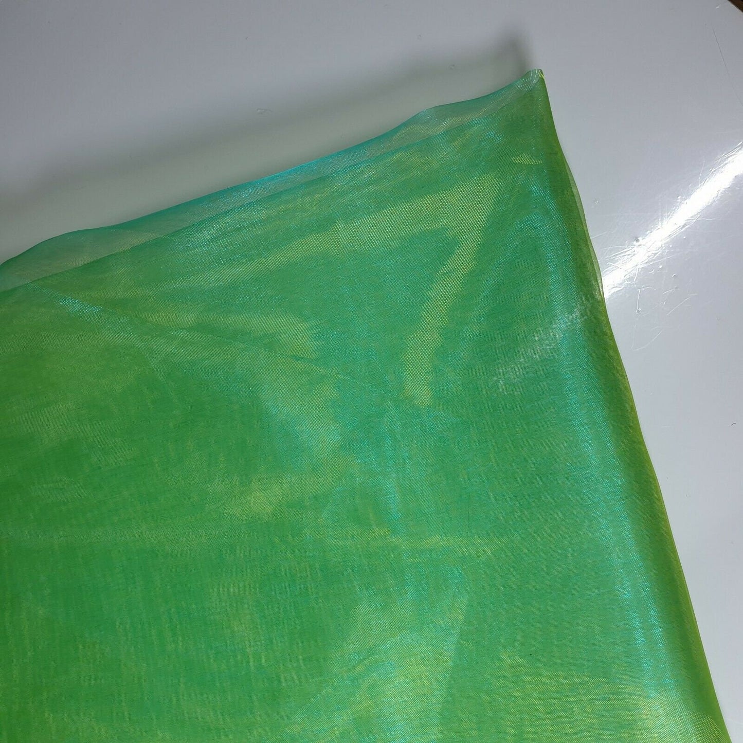 Sheer Organza Fabric Voile Drape Curtain, Wedding Fabric 150cm Organdie By Meter (Neon Green)