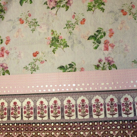 Printed Broderie Anglaise 100% Cotton Soft Lawn Dress Hole Border Fabric 48" Pattern 1