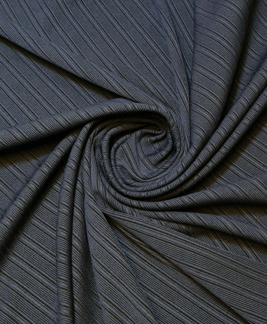 Marineblauer, hochwertiger, gerippter, gestreifter Viskose-Jersey-Stretch-Kleiderstoff, 127 cm