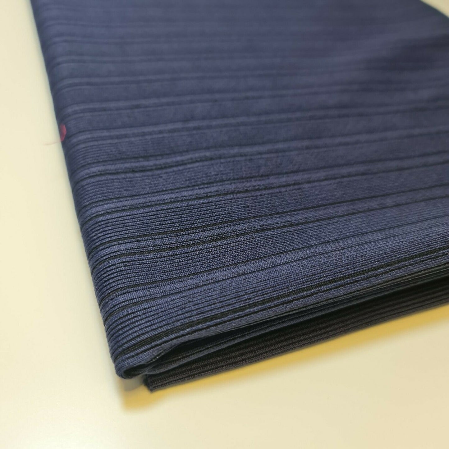 Navy Blue Premium Ribbed Striped Raised Viscose Jersey Stretch Dress Fabric 50"