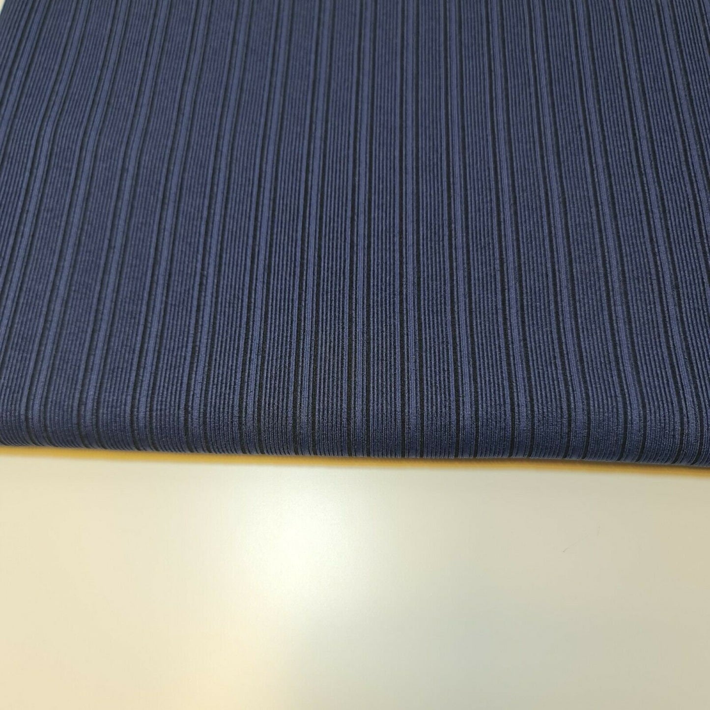 Navy Blue Premium Ribbed Striped Raised Viscose Jersey Stretch Dress Fabric 50"