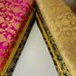 Ornamental Christmas (Lime) Floral Gold Metallic Print Indian Banarasi Brocade Fabric