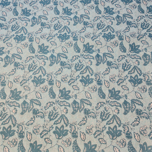 Blue Vintage Floral Vine Polycotton Fabric 44" Wide | Cotton Blend Fabric by the Meter