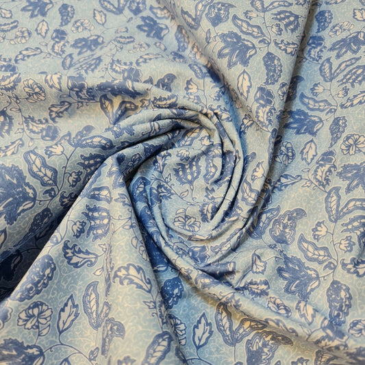 Neuer Stoff zum Basteln mit Blumenmuster für Frühling und Sommer, Polycotton, 111,8 cm, Meterware (Türkis)