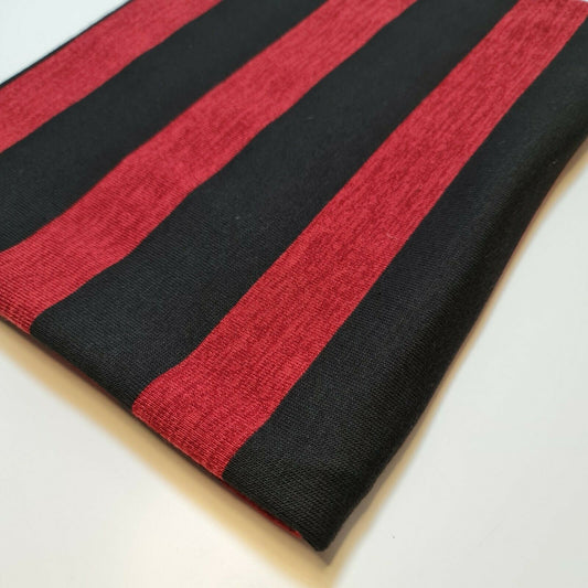 Viscose Jersey Stretch Stripes Navy Red Craft Dress Fabric Material 58" By Meter (Red/Black Stripe)