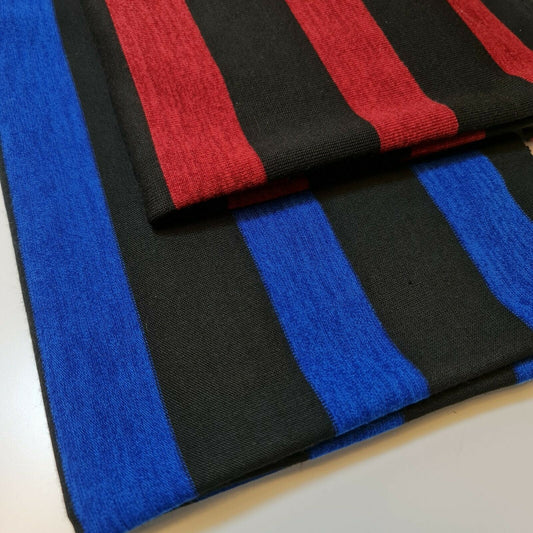 Viskose-Jersey, Stretch, Streifen, Marineblau, Rot, Stoff für Kleider, 147,3 cm, Meterware (Königsblau/Schwarz gestreift)