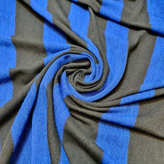 Viskose-Jersey, Stretch, Streifen, Marineblau, Rot, Stoff für Kleider, 147,3 cm, Meterware (Königsblau/Schwarz gestreift)