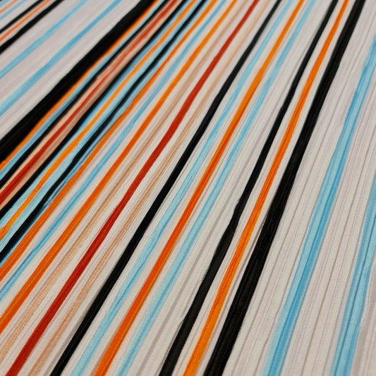 Plissee-Jerseystoff mit Vintage-Streifen und gemischten Balkenlinien, bedruckt, 58" (Design 1)