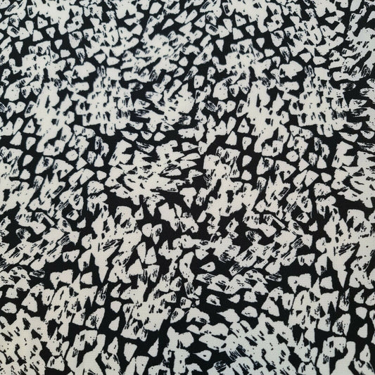 Schwarz-weißer Poly-Crêpe-Kleiderstoff mit Blumendruck, 147,3 cm, Meterware (Design 4)