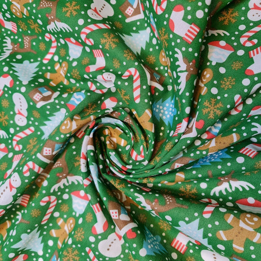 Christmas Festive Ginger Mane Polycotton Fabric Craft Dress Material By Metre 44"