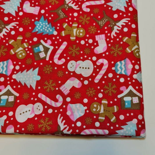Christmas Festive Ginger Mane Polycotton Fabric Craft Dress Material By Metre 44"