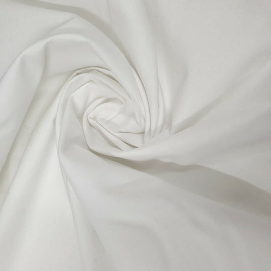 White Plain Egyptian 100% Cotton Cambric Fabric – 44” Wide – Soft Dress, Lining, Quilting & Craft Material (By the Meter)
