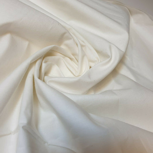 Plain 100% Cotton Egyptian Cambric Poplin Craft Soft Dress Material Fabric 44" (Off White)