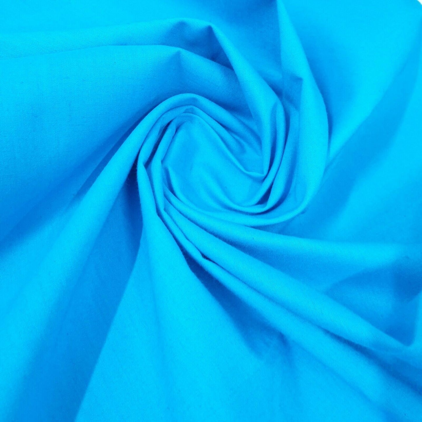 Plain 100% Cotton Egyptian Cambric Poplin Craft Soft Dress Material Fabric 44" (Turquoise)