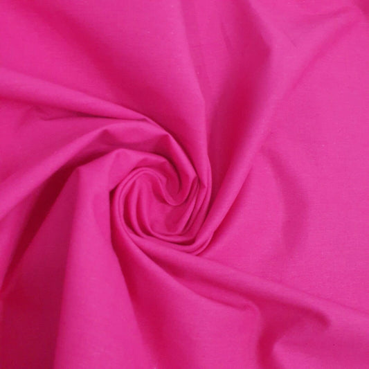 Plain 100% Cotton Egyptian Cambric Poplin Craft Soft Dress Material Fabric 44" (Fuchsia)