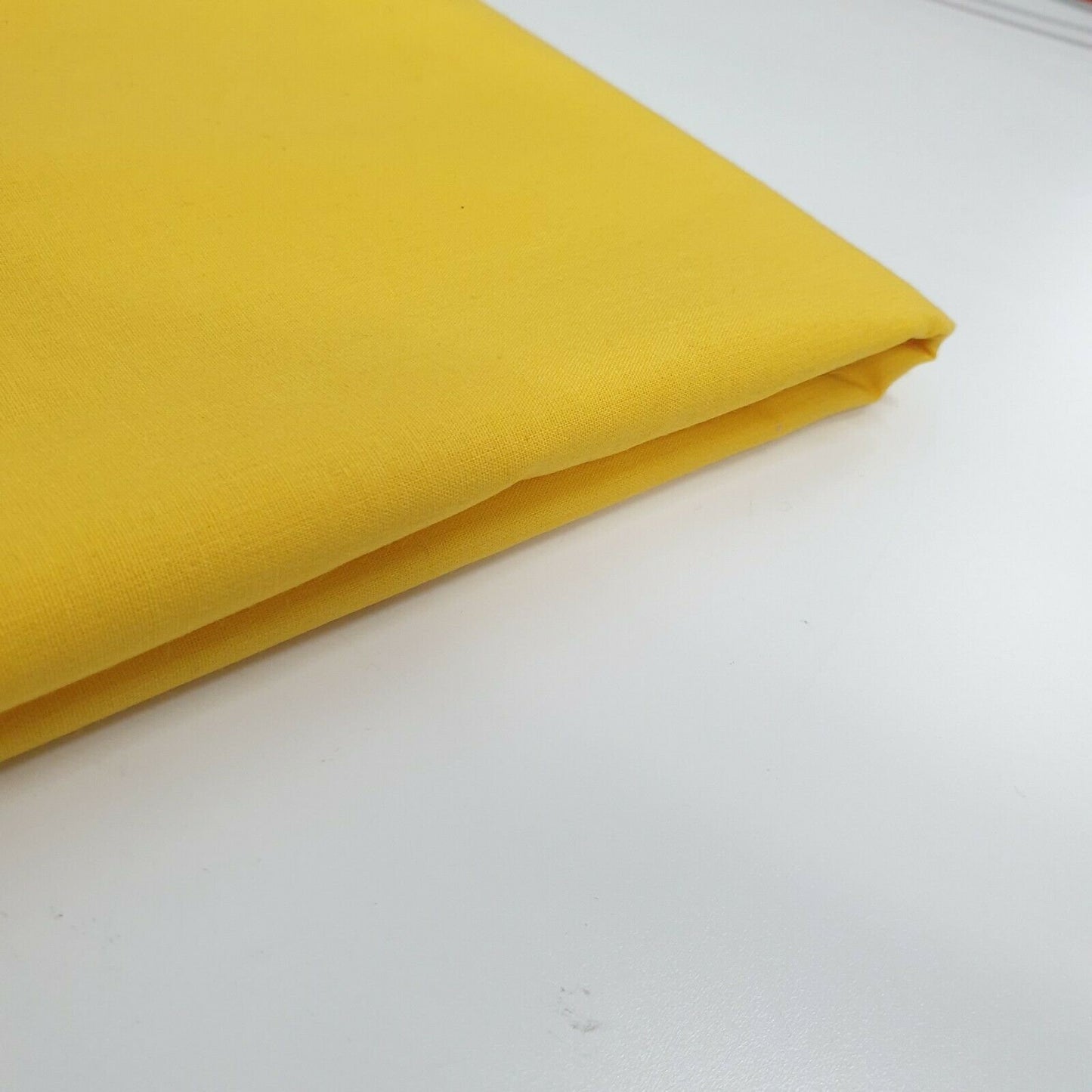 Plain 100% Cotton Egyptian Cambric Poplin Craft Soft Dress Material Fabric 44" (Canary Yellow)