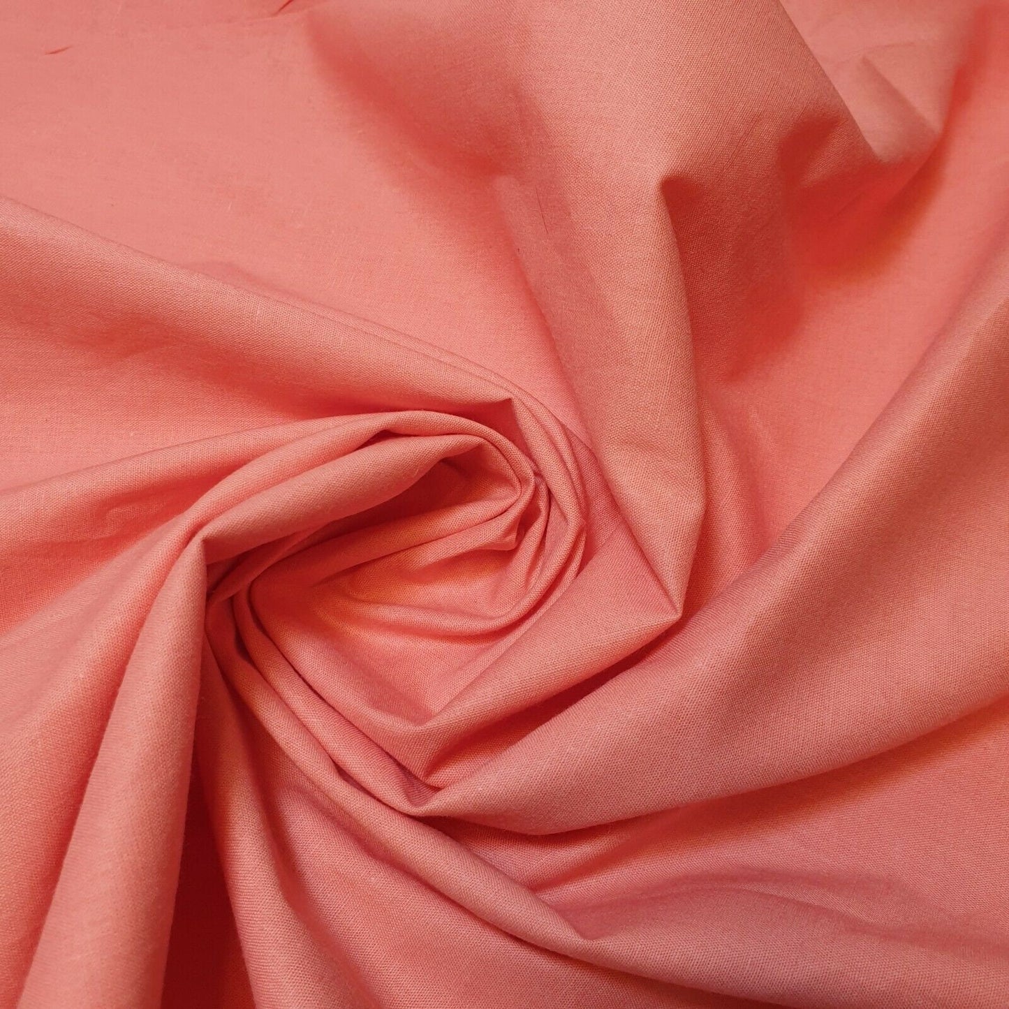 Plain 100% Cotton Egyptian Cambric Poplin Craft Soft Dress Material Fabric 44" (Coral)