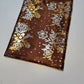 Floral Brown Gold Foil Printed Satin Finish Dress Craft Fabric By The Meter