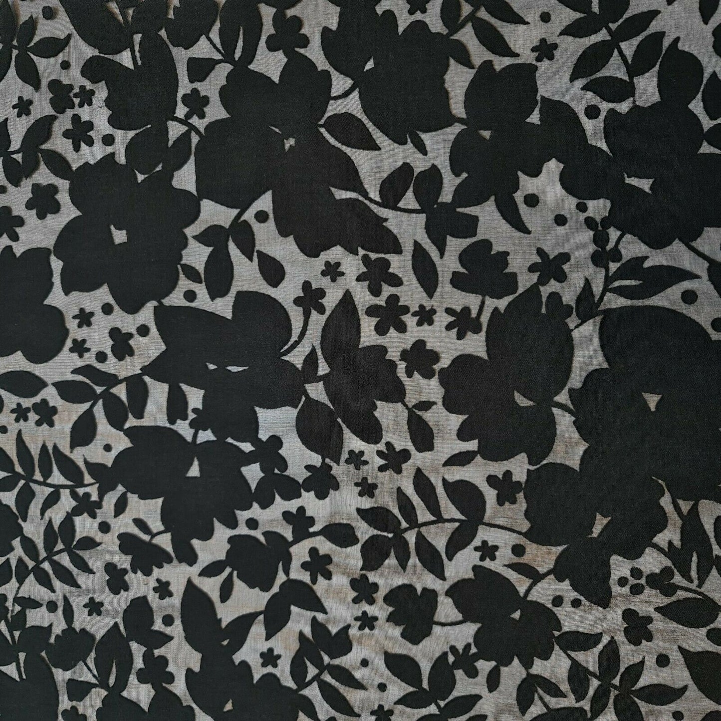 100% Cotton Burn Out Black Soft Floral Fabric Dress Craft By The Meter 58"