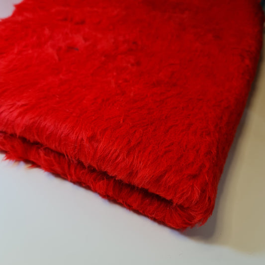 Plain (RED)Fun Faux Fur Fabric Material By Meter 58"