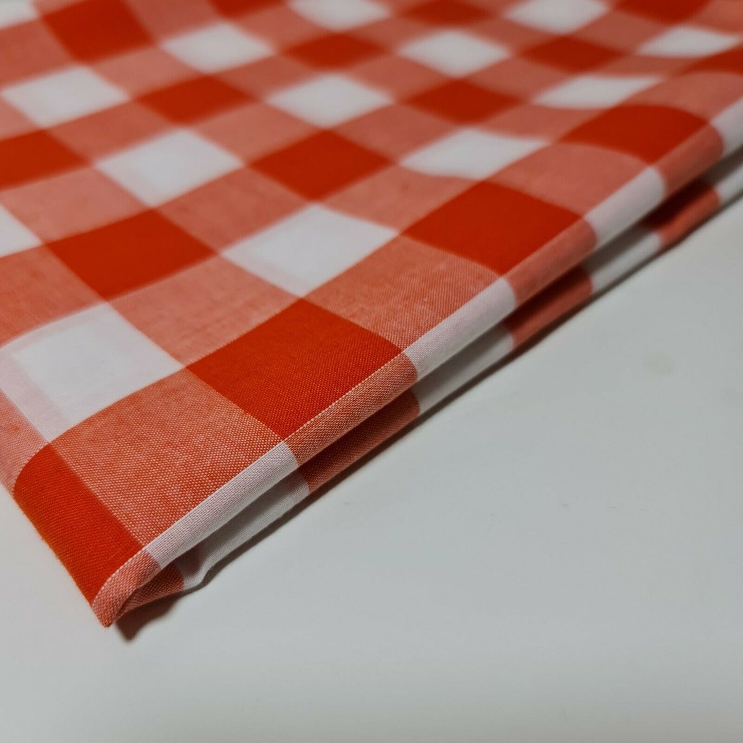 Polycotton-Stoff, 2,5 cm, Gingham-Karostoff, für Kleider, Bastelarbeiten, Uniformen, kariert, 112 cm (Orange)