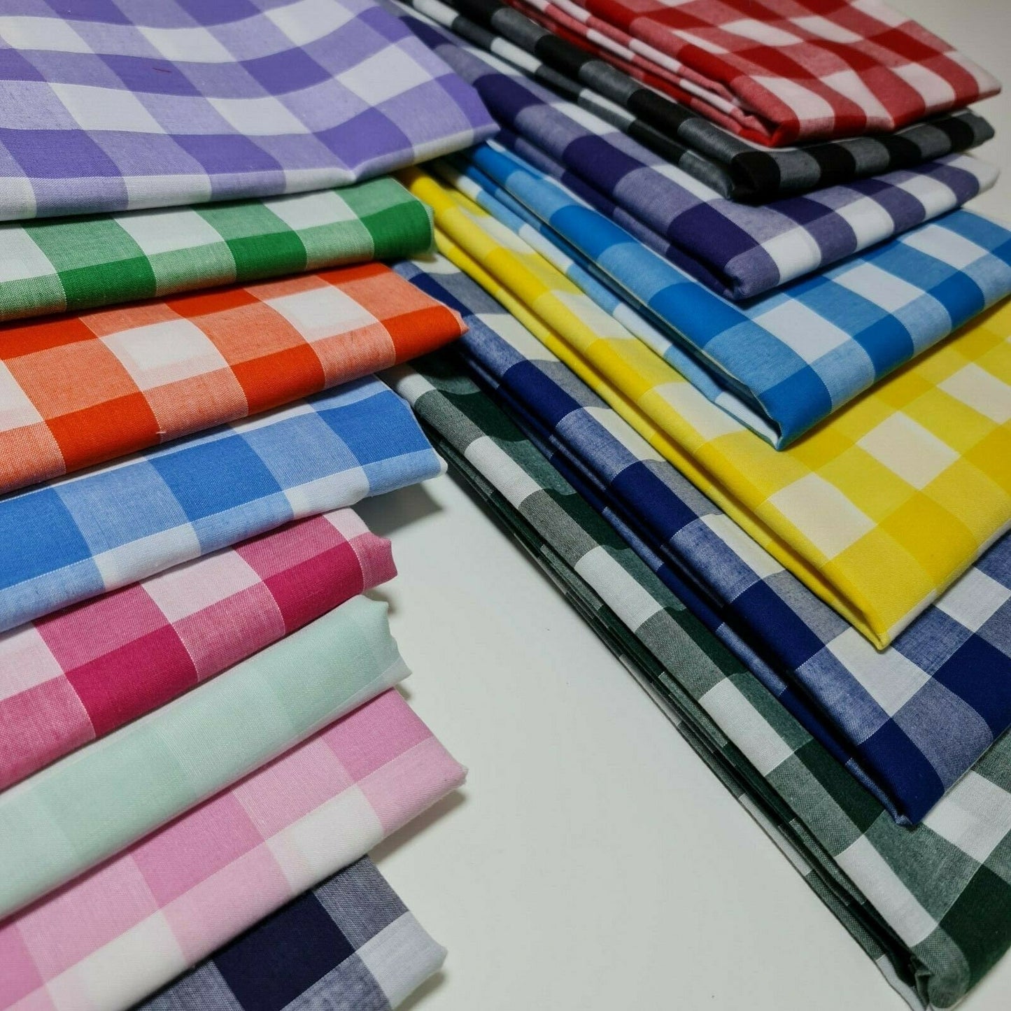 Polycotton-Stoff, 2,5 cm, Gingham-Karostoff, für Kleider, Bastelarbeiten, Uniformen, kariert, 112 cm (Flaschengrün)