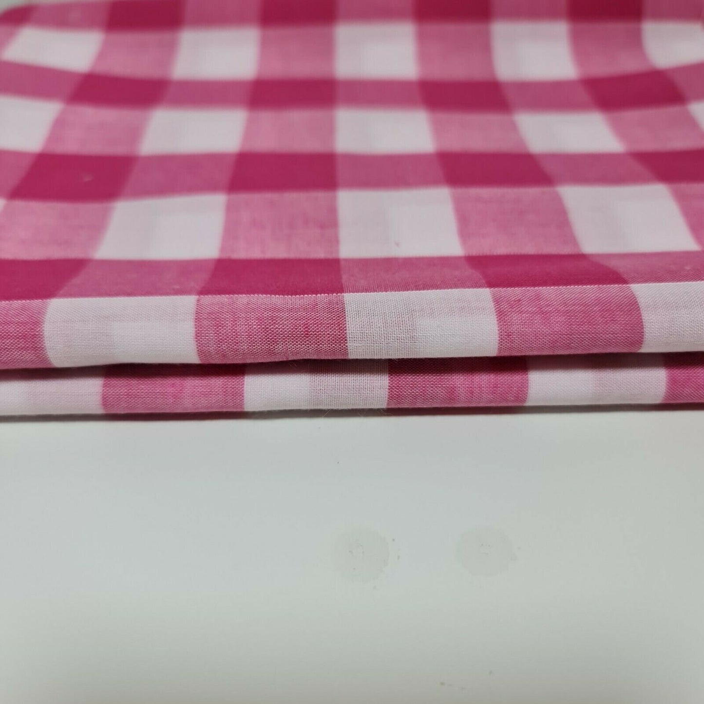 Polycotton Fabric 1" Gingham Check Material Dress Craft Uniform Checked 112cm  (Cerise)