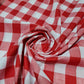 Polycotton Fabric 1" Gingham Check Material Dress Craft Uniform Checked 112cm  (Red)