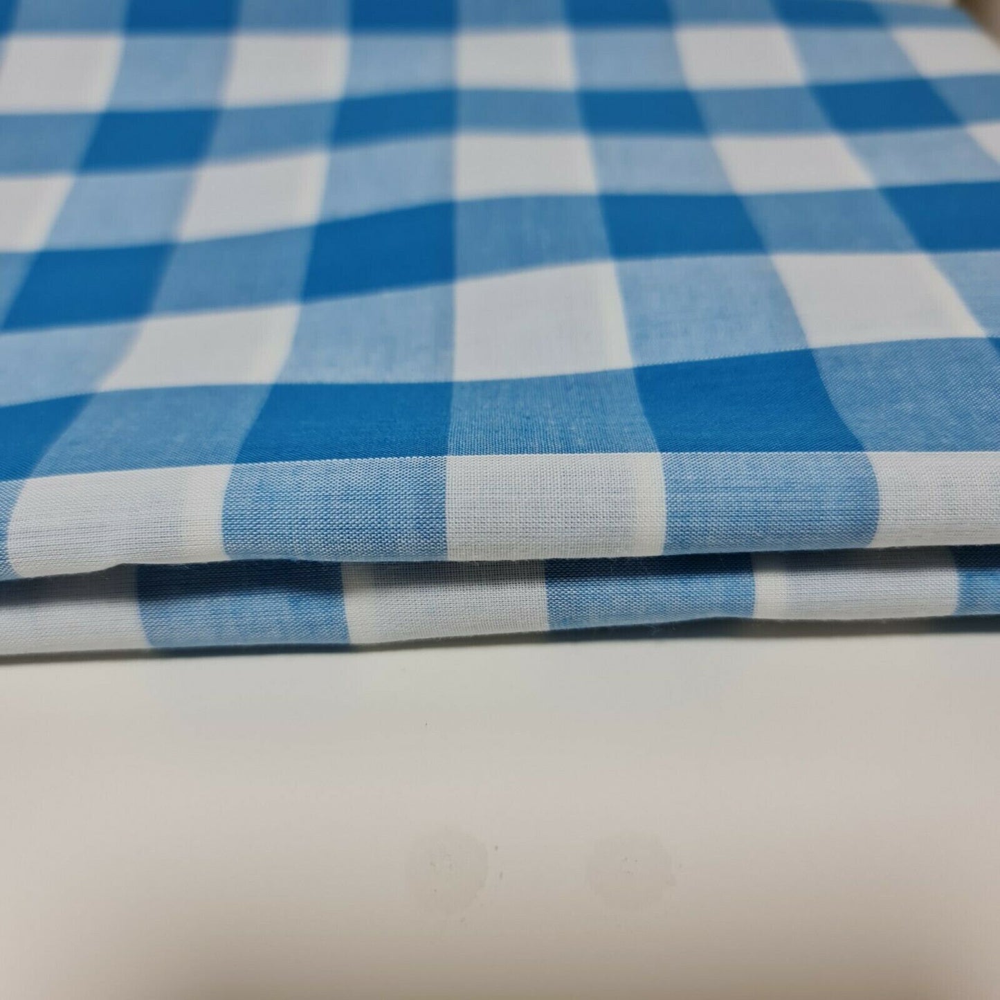 Polycotton Fabric 1" Gingham Check Material Dress Craft Uniform Checked 112cm  (Kingfisher)