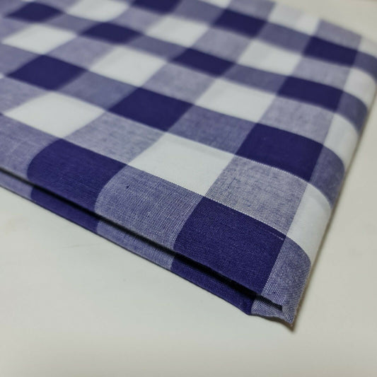 Polycotton Fabric 1" Gingham Check Material Dress Craft Uniform Checked 112cm  (Purple)