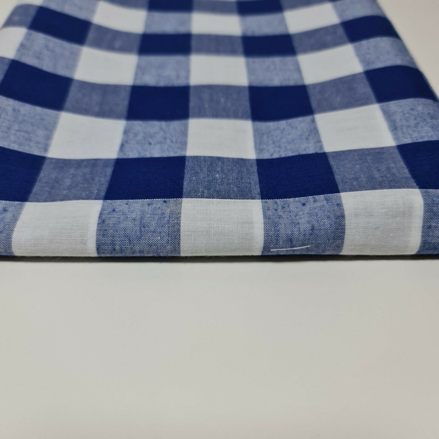 Polycotton Fabric 1" Gingham Check Material Dress Craft Uniform Checked 112cm  (Royal Blue)