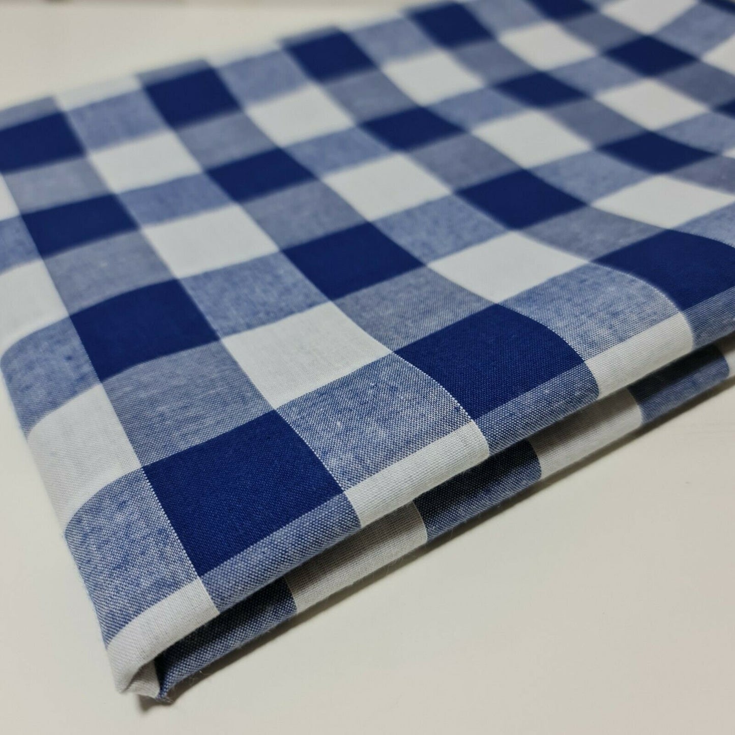 Polycotton Fabric 1" Gingham Check Material Dress Craft Uniform Checked 112cm  (Royal Blue)