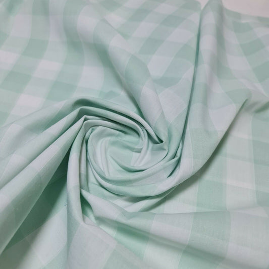 Polycotton-Stoff, 2,5 cm, Gingham-Karostoff, für Kleider, Bastelarbeiten, Uniformen, kariert, 112 cm (Mintgrün)