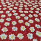 100% Cotton Poplin Floral Spring Bloom Print Fabric Dress Craft Soft Fabric 58" (Red)