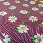 Spring Daisy Flower Print Polycotton Craft Dress Quilt Fabric By The Meter 44" (Plum Base)