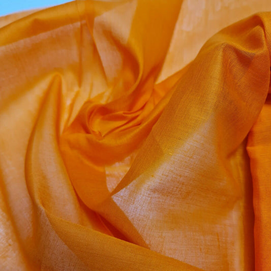 100% Cotton Muslin Fabric - Sheer Gauze, Plain Weave, 44” Wide | Perfect for Dress Lining, Crafts & More (Orange)