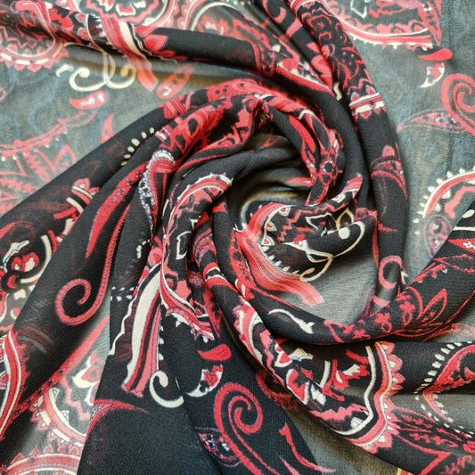 Floral Printed Polyester Crepe Georgette Sheer Chiffon Summer Dress Fabric 44" (Design 1)