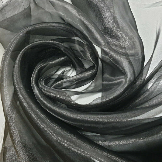 Sheer Organza Fabric Voile Drape Curtain, Wedding Fabric 150cm Organdie By Meter (Black)