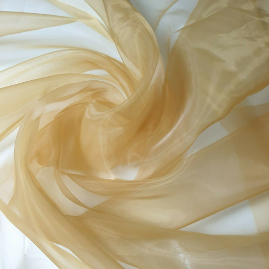Transparenter Organzastoff, Voile-Vorhang, Hochzeitsstoff, 150 cm, Organza, Meterware (Golden)