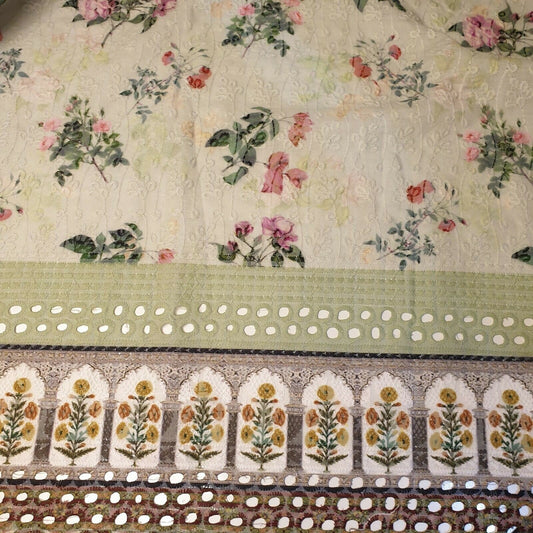 Printed Broderie Anglaise 100% Cotton Soft Lawn Dress Hole Border Fabric 48" (Pattern 4)