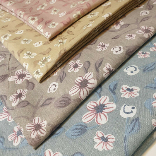 Weicher japanischer Sarong-Drapierungsstoff mit Vintage-Blumendruck, 100 % Baumwolle, 147,3 cm (Enteneiblau)