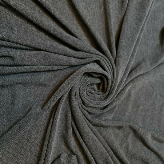 Unifarbener grauer Jersey-Stretchstoff aus Viskose und Elastan, 147,3 cm