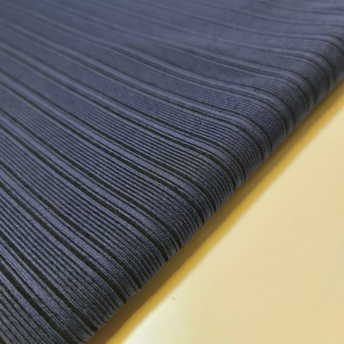 Navy Blue Premium Ribbed Striped Raised Viscose Jersey Stretch Dress Fabric 50"