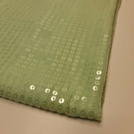 Paillettenstoff, funkelnd, glänzend, glitzernd, für Kleider, zum Drapieren, Chiffon-Sari-Material, 111,8 cm (Mintgrün)