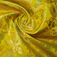 Ornamental Christmas (Lime) Floral Gold Metallic Print Indian Banarasi Brocade Fabric